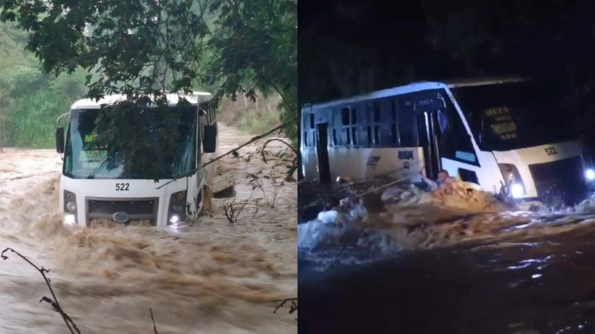 Un grupo de pasajeros de la línea Barrita, que viajaban de Poza Rica Veracruz a Metlaltoyuca, tuvieron que ser rescatados